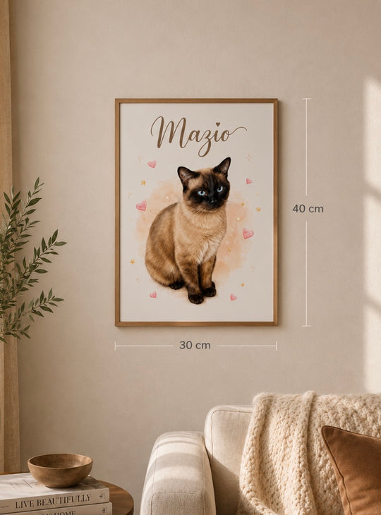 Personalisiertes Haustier Poster – Individuelles Katzen- &amp; Hunde-Kunstwerk